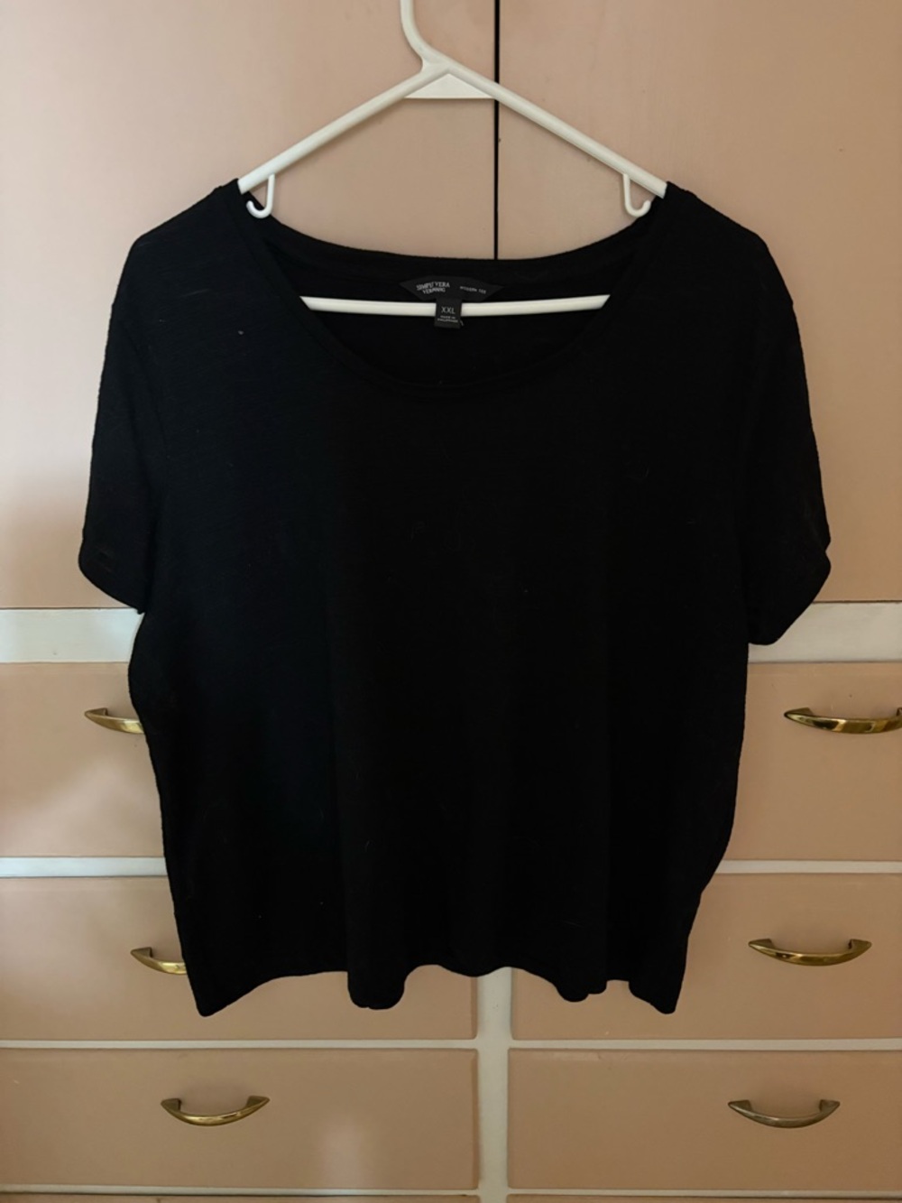 Simply Vera Vera Wang Black Short Sleeve Scoop Neck Tee